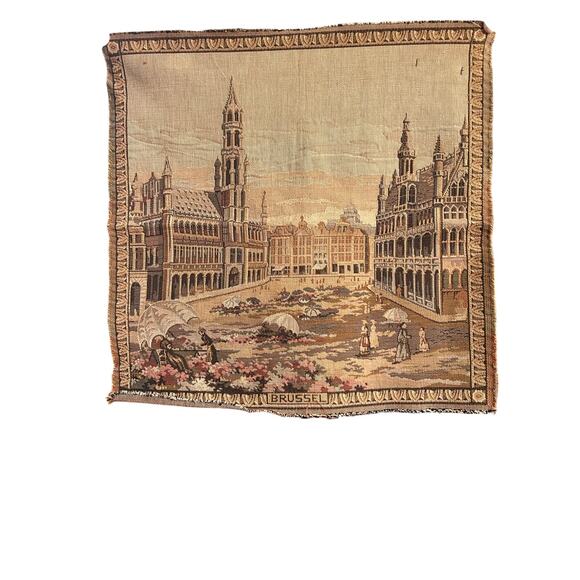 2 square antique tapestries of Brussels - Picture 5 of 7